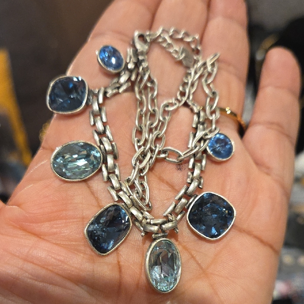 Touchstone Crystal Silver Necklace with Blue Accents - Picture 3 of 6